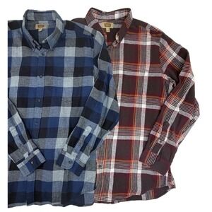 Lot of 2 The Foundry Supply Flannel Men's Shirt Sz XLT Plaid XL Tall EUC